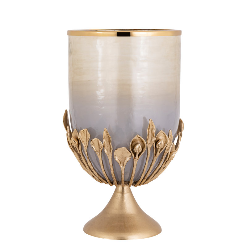 Sagebrook Home Eaves Glass And Metal Hurricane, 19" H x 11" W x 11" D