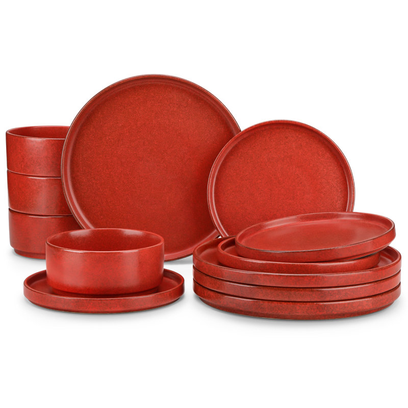 Stoneware Dinnerware - Service for 4, Red