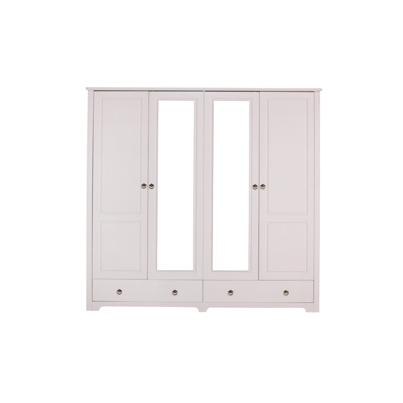 Sasha 4 Door Solid Wood Wardrobe, White 