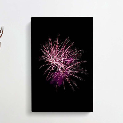 Pink And Purple Fireworks In Abstract - Wrapped Canvas