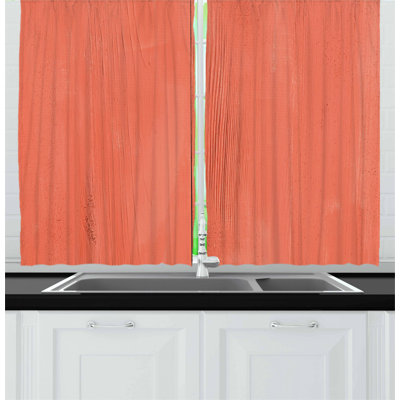 2 Piece Vintage Wood Board Plank Texture Image Aged Barn Door Lumber Grunge Natural Surface Kitchen Curtain -  East Urban Home, F8F8DDDFB7664EE0AEF369D891E7BA3B