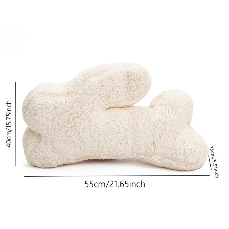Coussin en forme de lapin blanc en forme de lapin Coussin de taille Repose-lit Coussin de lecture Coussin de dossier de chaise, décoratif pour voiture de bureau de chambre à coucher, 21 po x 16 po