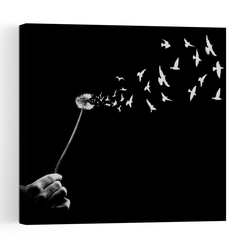 Dandelion Birds Flight Contemporary Bird Dandelion Nature Wall Art Print 1 Piece Wrapped Canvas Wall Art