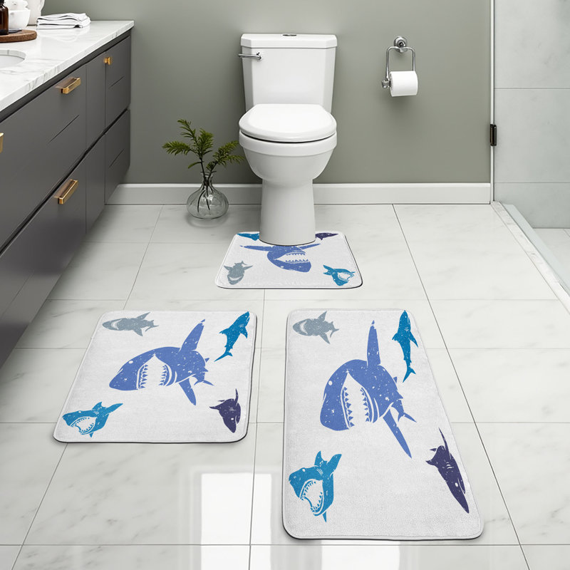  Ensemble de 3 tapis de salle de bain Indigo Indigo