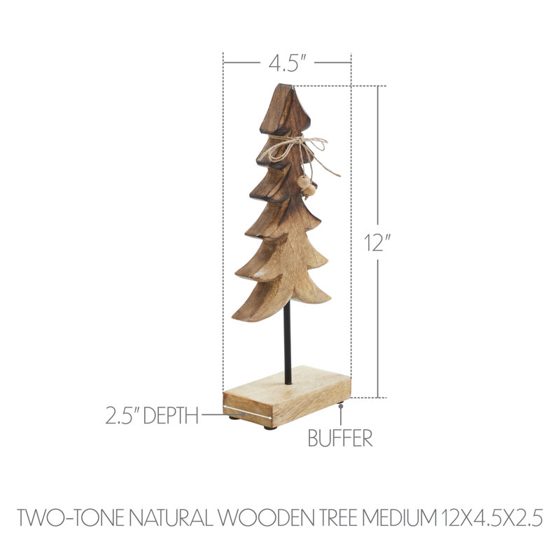 Petit arbre en bois naturel deux tons, H 12 po x l 4,5 po x P 2,5 po