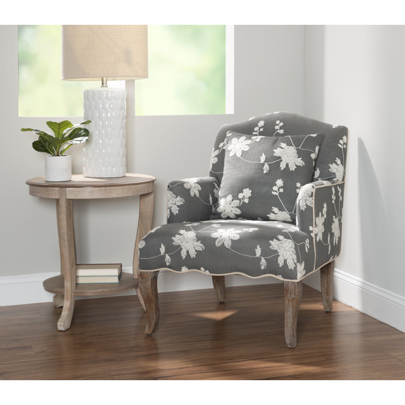Fauteuil d'appoint rembourré Arlynda avec broderie florale
