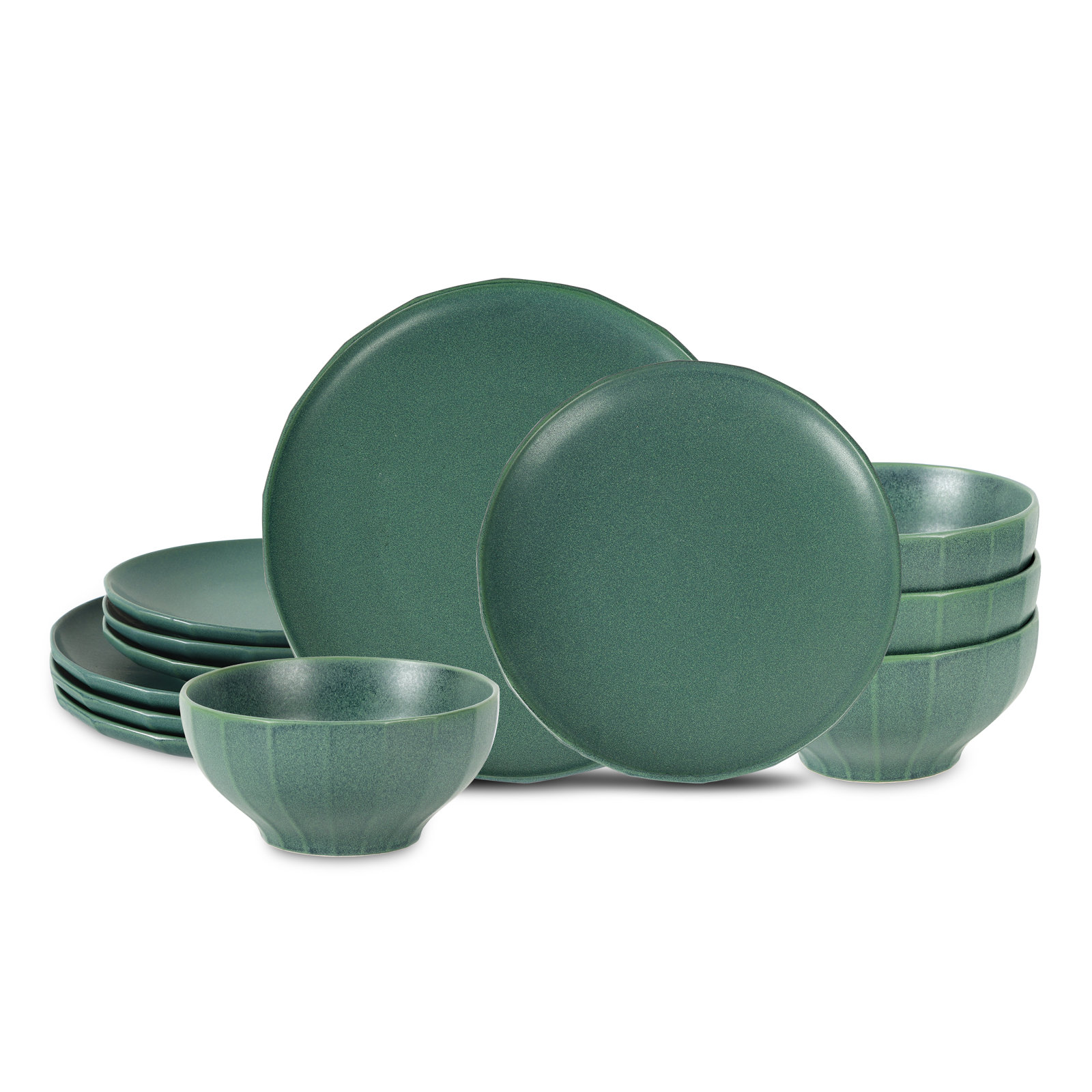 Stone Lain Rio 12-Piece Dinnerware Set Stoneware, Green