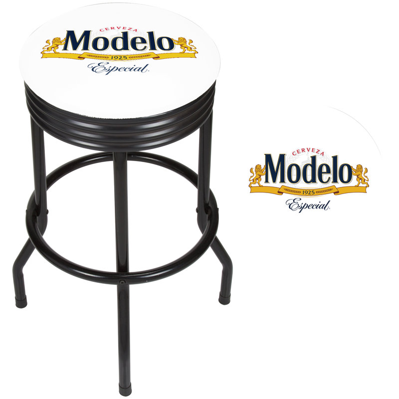 Black Metal Swivel Backless Bar Stool with Round Seat
