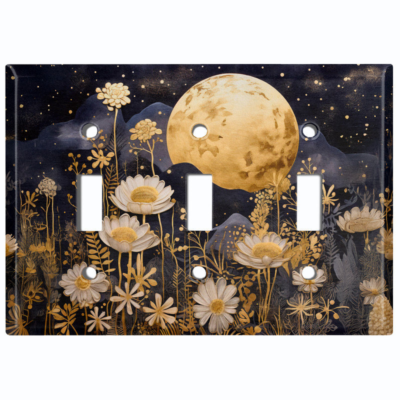 Couvercle de plaque d'interrupteur en métal; Bascule standard à 3 bandes US - clair de lune pré, #3 Triple Toggle