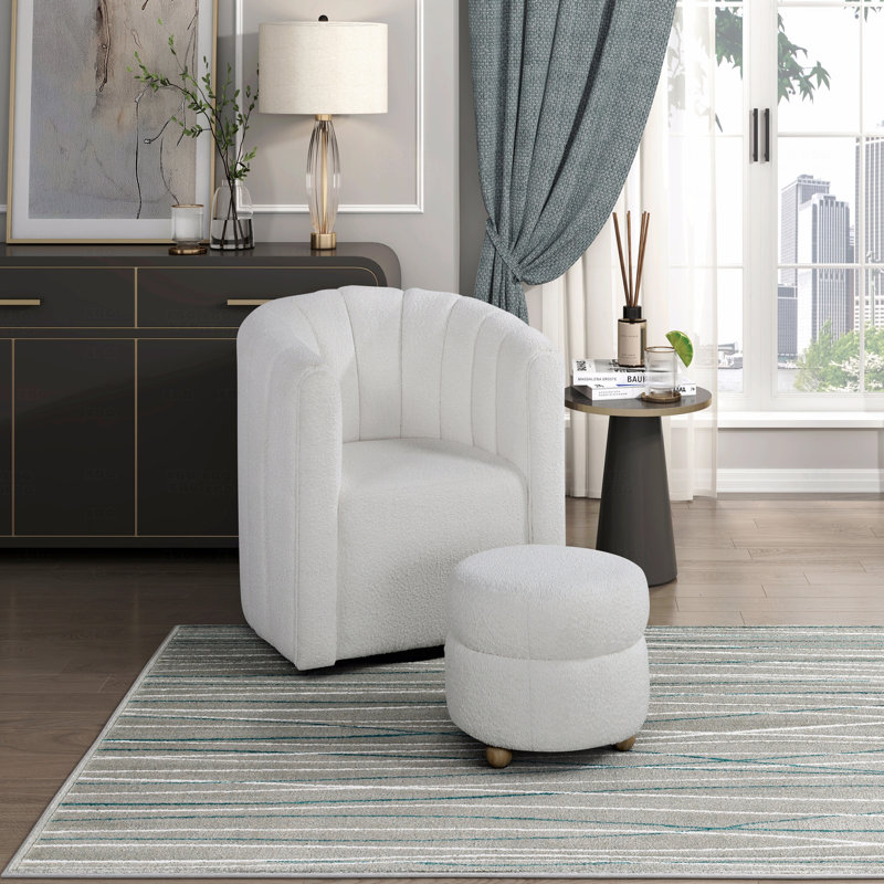 Fauteuil pivotant avec repose-pieds Noa, Blanc