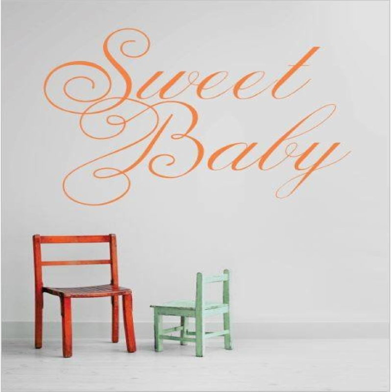 Décalcomanie murale bébé doux, H 22 po x l 30 po x P 0,16 po, Orange