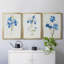 «Blue Blossom Botanical I», ensemble de 3 peintures sur toile encadrées-1397314980-1397314983