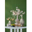 Decorative Ceramic Vase with Textured Ridged Design - 7" x 7" x 11.5" - Gold