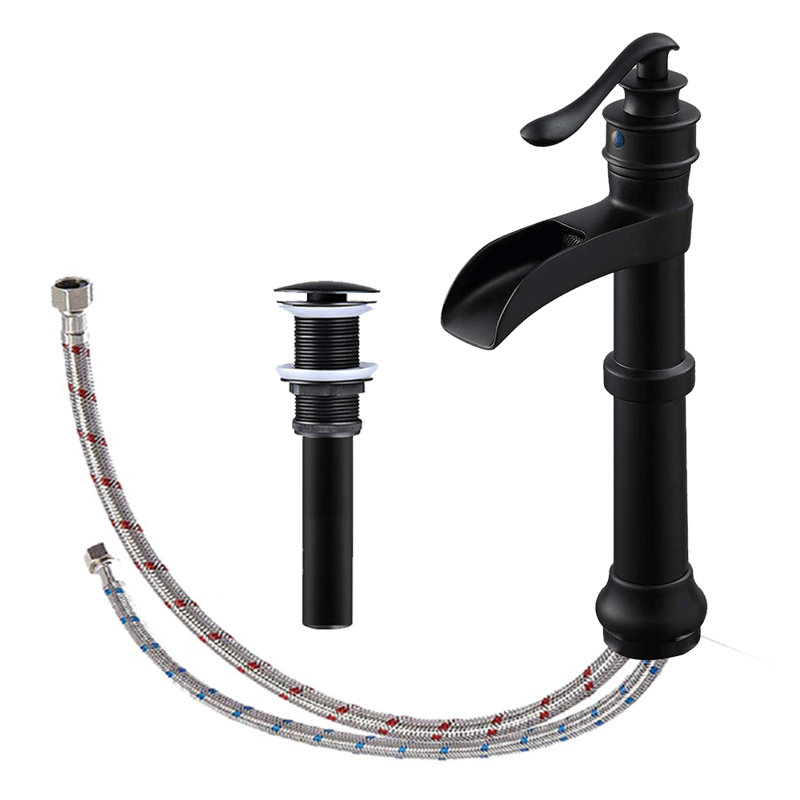 Single-handle Bathroom Faucet with Drain Assembly, Matte Black