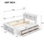 Lit double avec tête de lit bibliothèque, tiroirs de rangement sous le lit et étui de rangement pour bout de lit, blanc