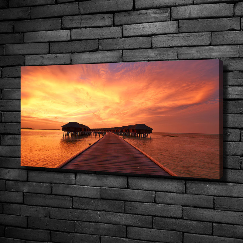 Maldives Bungalows - Wrapped Canvas Print