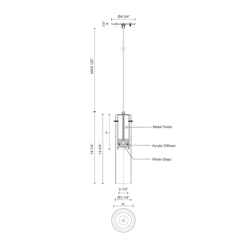 Lena 1 - Light LED Pendant, Chrome