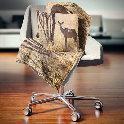 Animal Grants Gazelle Standing in Long Grass Pillow