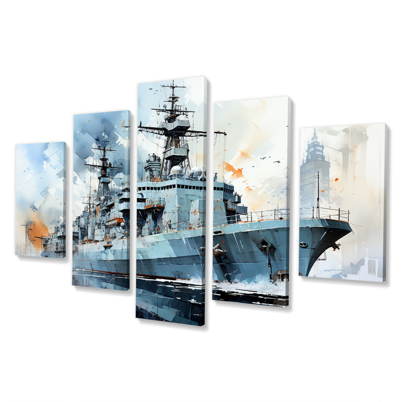 Marine armée, bateau, frégate I - art mural multipanel militaire