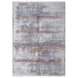 Lexus Grey Abstract Machine Made Viscose Area Rug