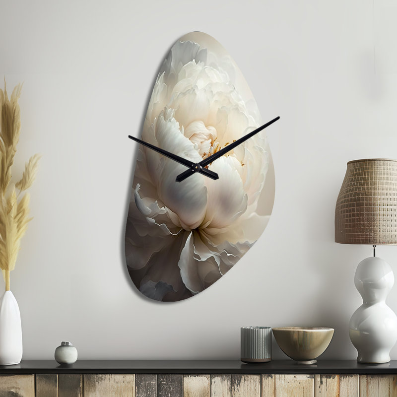 Peony Flower VII - Fall Shape Large Peonies 3D Wall Clock, Medium