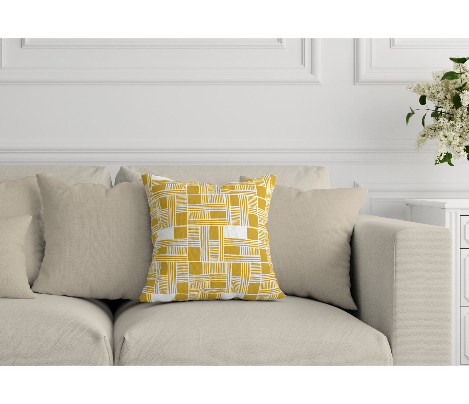 Kapri Indoor/Outdoor Throw Pillow, Yellow, 15" x 15", Square