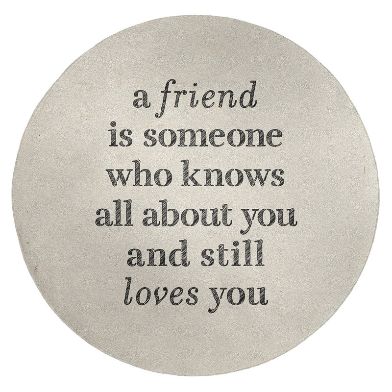 Quotes Handwritten Love & Friendship Quote Poly Chenille Rug, Round 5'