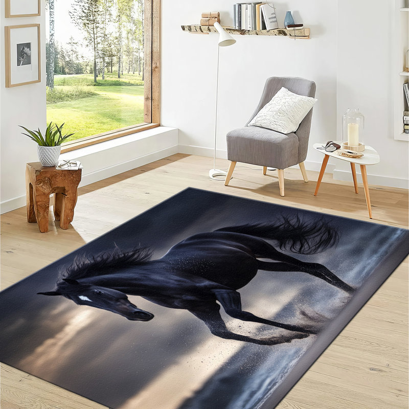 Floral Motif Non Woven Soft Type Printed Rug with Intricate Design for Enhanced Room Decor, Rectangle 5'11" x 9'2"