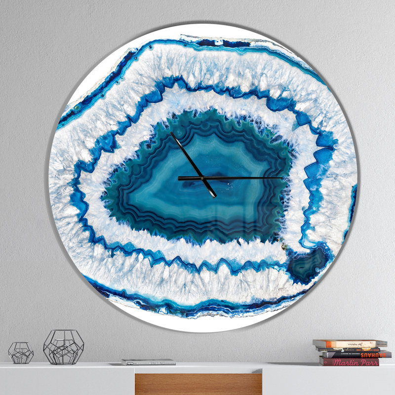 Blue Agate Crystal - Modern wall clock, Large