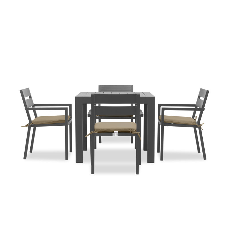 Pacifica Outdoor 5 - Piece Dining Set with Cushions, Cast Silver Sunbrella®, Slate Gray