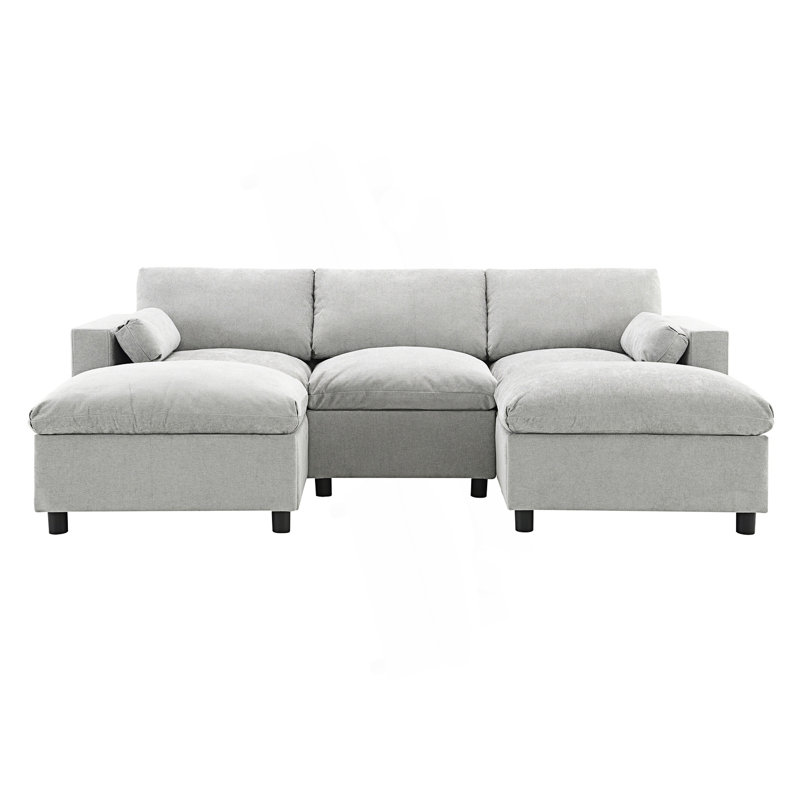 Canapé modulaire modulaire avec poches de rangement, ensemble de canapé en forme de U avec coussins, canapé confortable