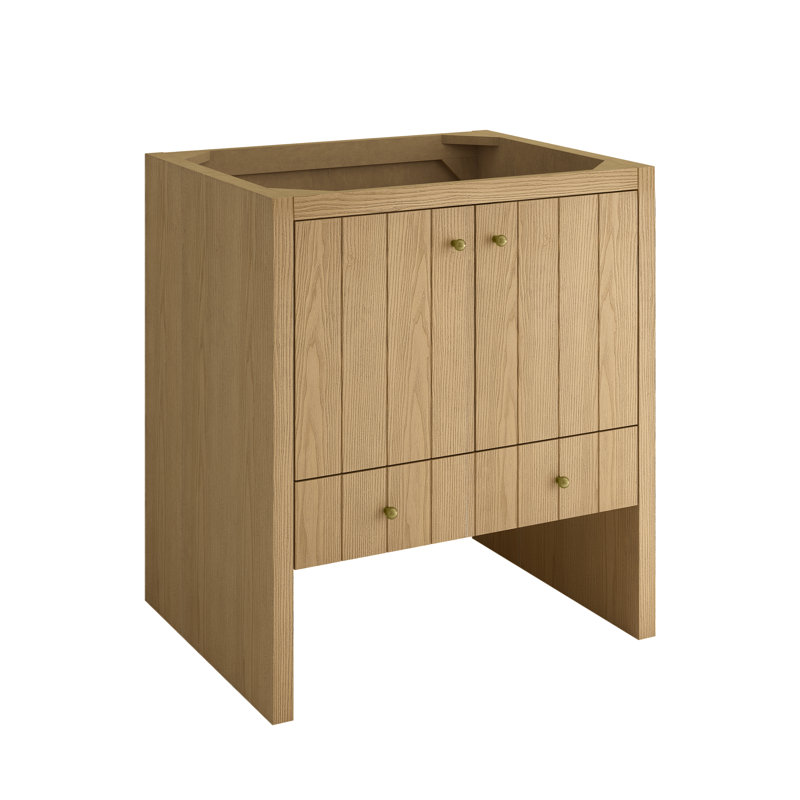 Hudson 30" W Single Vanity, Light Natural Oak, White Zeus, Widespread