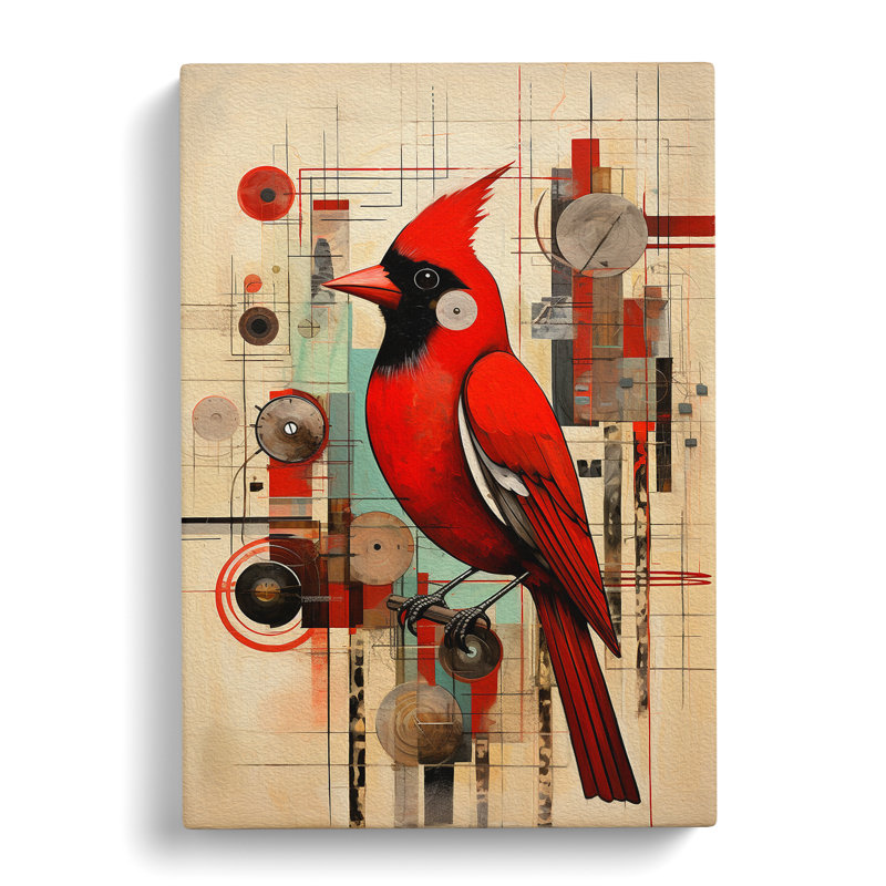 Cardinal Bird Constructivism No.2 - Wrapped Canvas, 50cm H x 35cm W x 3cm D