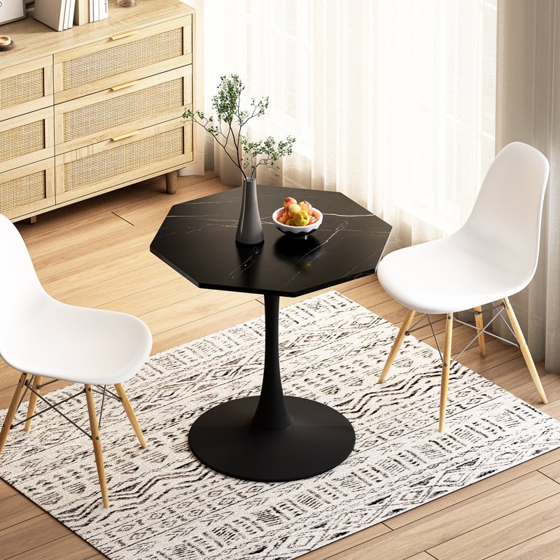 Pedestal Coffee Table, Black, Black Marble
