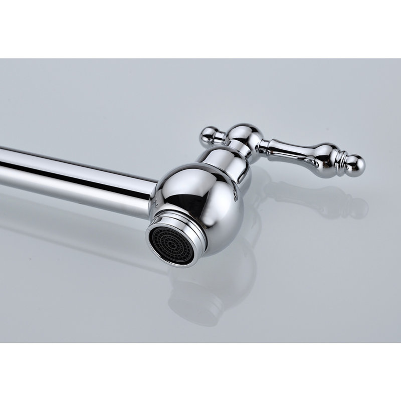 Wall Mount Kitchen Pot Filler Faucet - Brass, Finish, Folding Function, Double Handles, Corrosion Proof Finish Design, Handle Control,