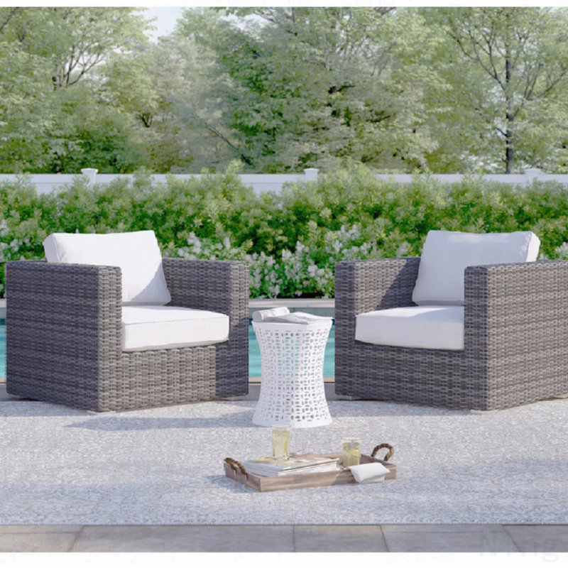 Ensemble de 2 fauteuils d'extérieur avec coussins entièrement assemblés