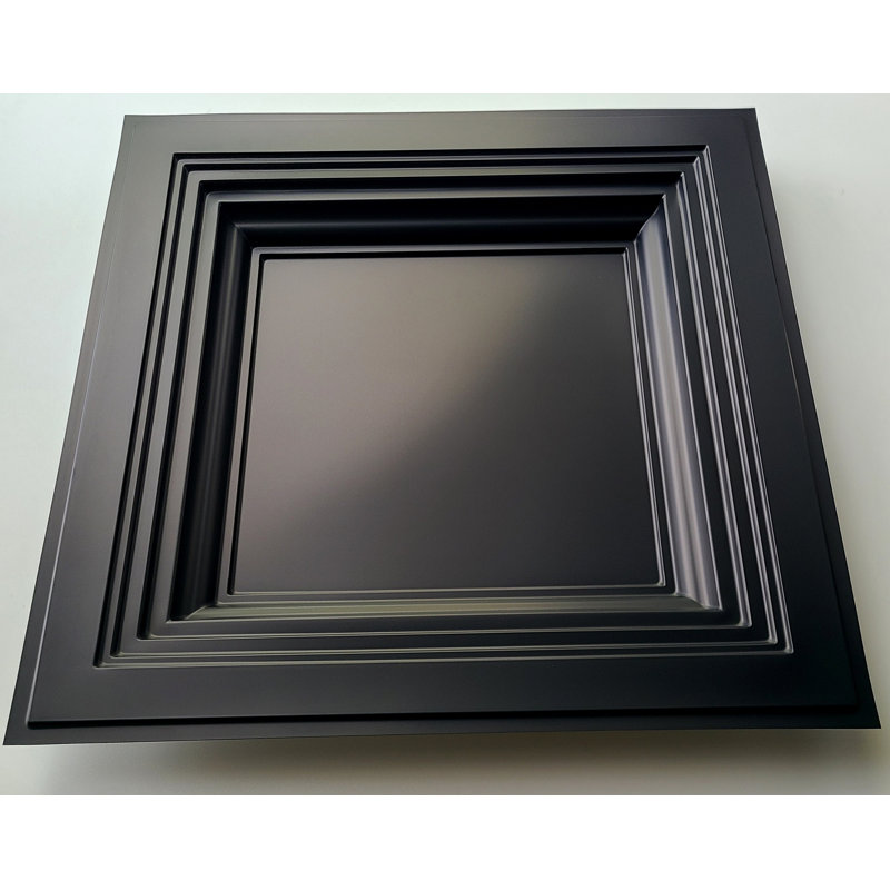 24'' L x 24'' W Coffered PVC Drop-In Ceiling Tile, Black