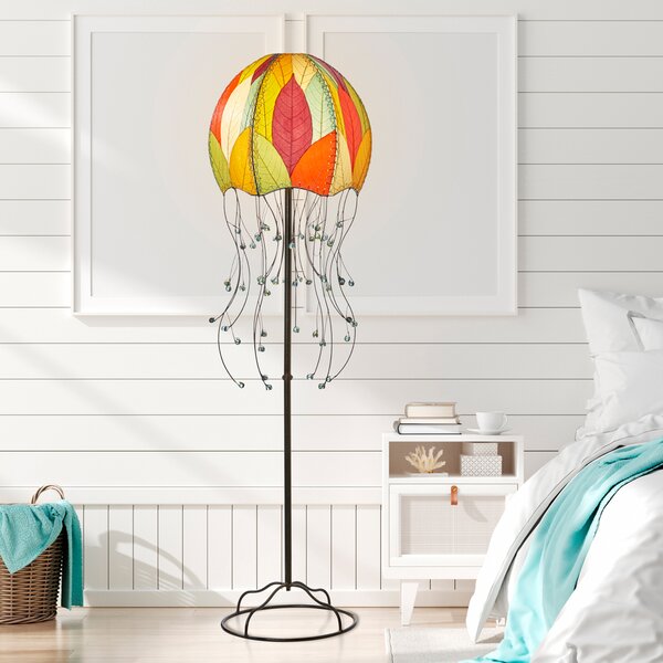 Giclee Glow Floral Spray Bronze Club Floor Lamp with Print Shade 