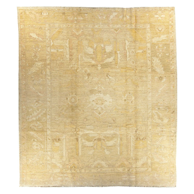 Navereh Wool Oriental Area Rug in Oatmeal Beige, Rectangle 8' x 10'