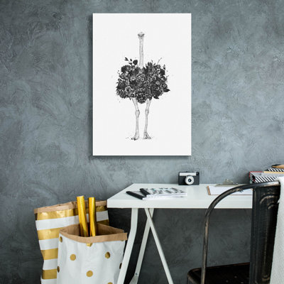 ' Floral Ostrich' by Balazs Solti, Canvas Wall Art