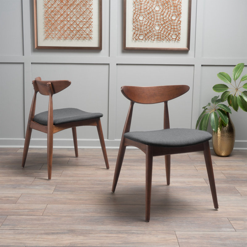 Drumnadrough 17.25'' H Upholstered Side Chair, Charcoal, Walnut