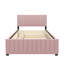 Lit plateforme double en velours avec lit gigogne-114195820