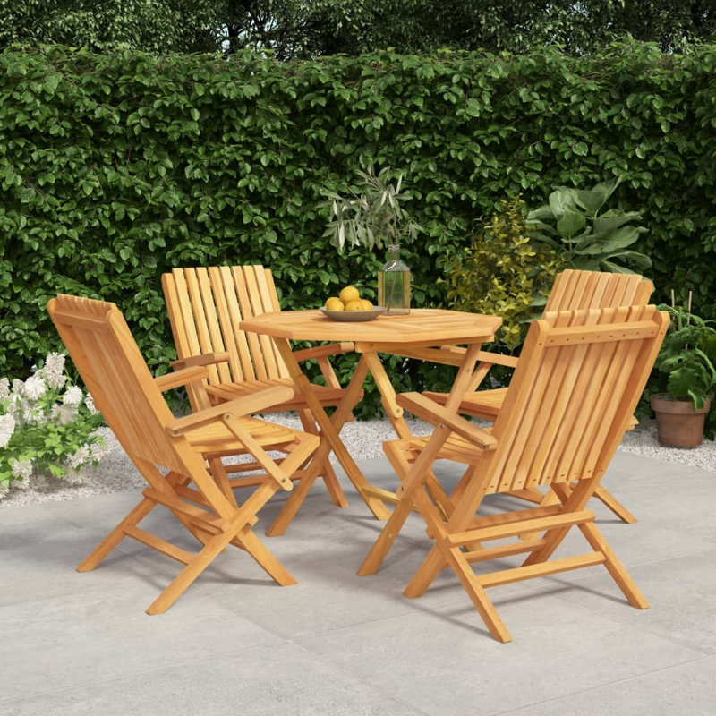 Holzer 4 - Person Teak Patio Dining Set with