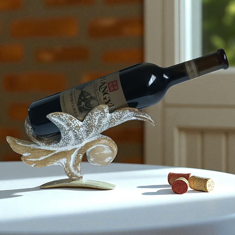 1 Bottle Tabletop Wine Bottle Rack, Gold