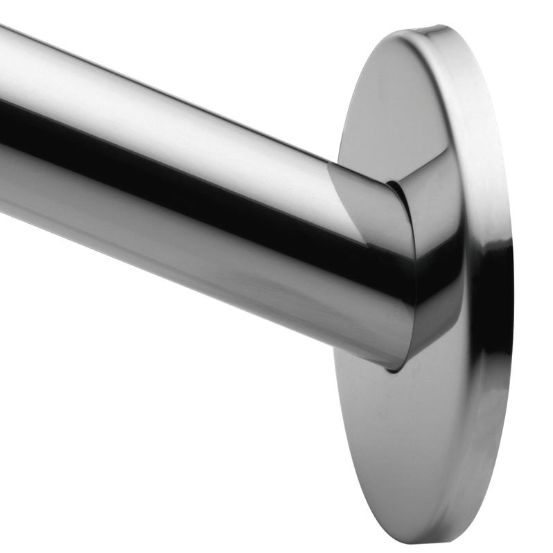 Tringle courbée fixe pour rideau de douche, Acier inoxydable poli
