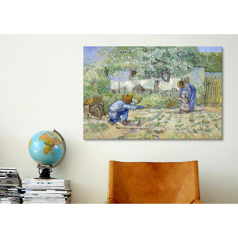 « first steps (after millet) » par vincent van gogh, reproduction d’art sur toile, H 26 po x l 40 po x P 0,75 po