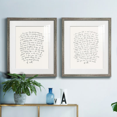 Lettre à un amoureux I - ensemble de 2 reproductions d'art sur toile encadrées