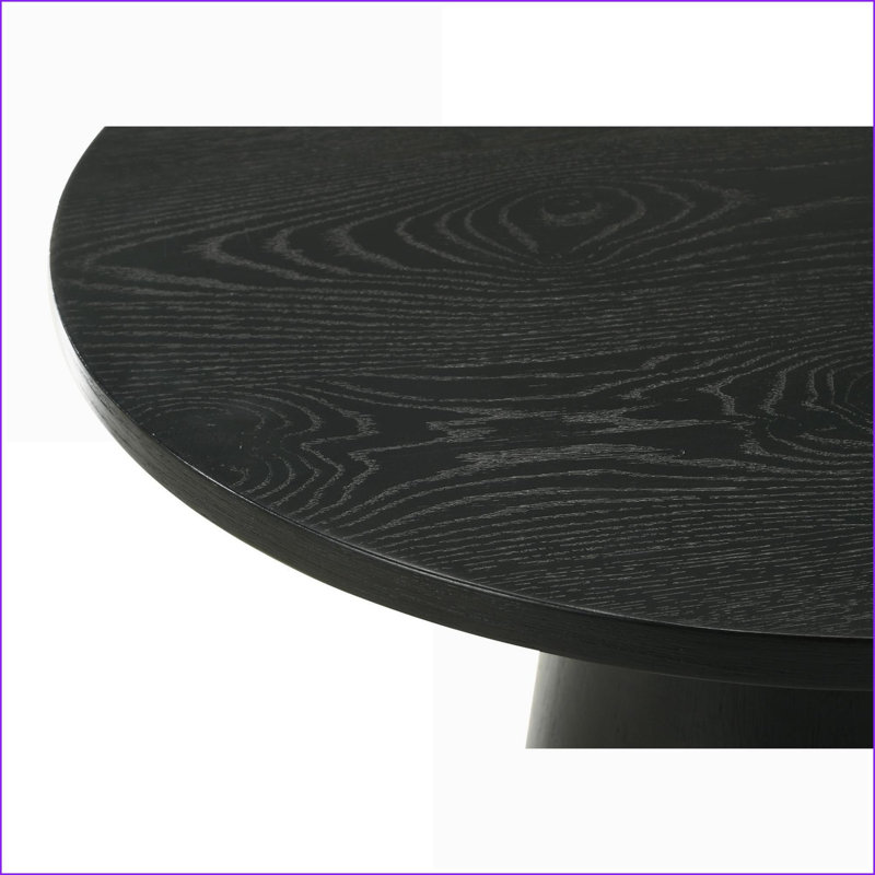 Table basse ronde de 20 po en ébène avec base à piédestal - peu encombrante pour le vestibule et le salon
