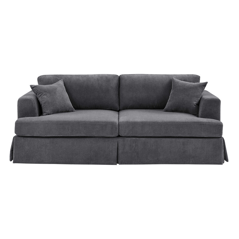 Canapé Aukusti, Velours côtelé gris, H 33 po x l 84,5 po x P 39 po