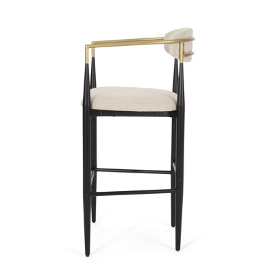 Amen Fabric Upholstered Bar Chair Beige